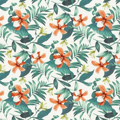 Kasmir Tropic Beauty 55 Guava in 1452 Orange Polyester  Blend Fire Rated Fabric Heavy Duty CA 117  Tropical  Vine and Flower   Fabric